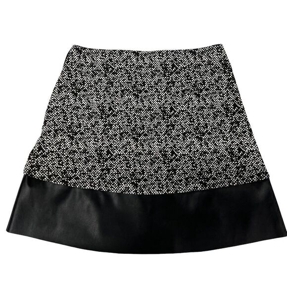 MICHAEL Michael Kors Skirt A-Line Black White Faux Leather Hem Side Zipper XS - Picture 2 of 11